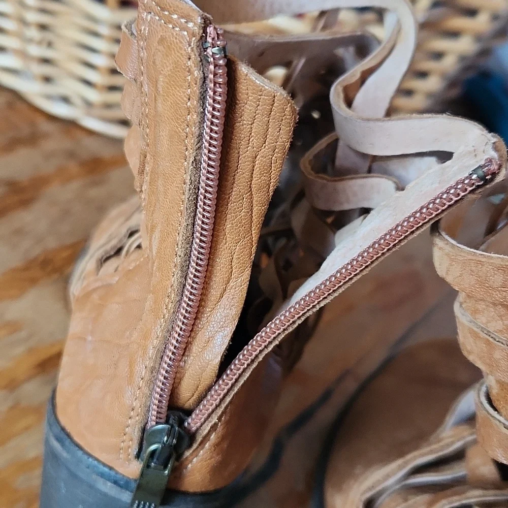 Free People Woven Leather Boots 41 US 10 - Picture 7 of 16